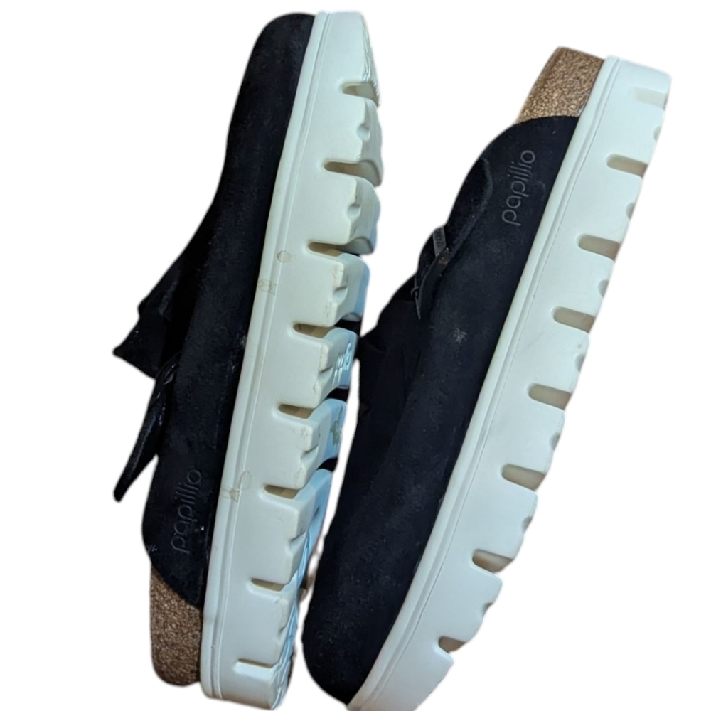 Birkenstock Boston Black Suede Lug Soles Slip-On Clogs Euro 39 US 8 - Picture 6 of 9